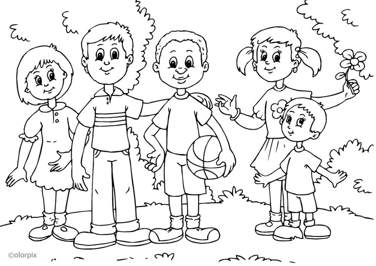 Coloring page different colour of skin