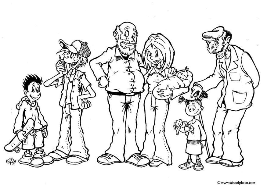 Coloring page different generations