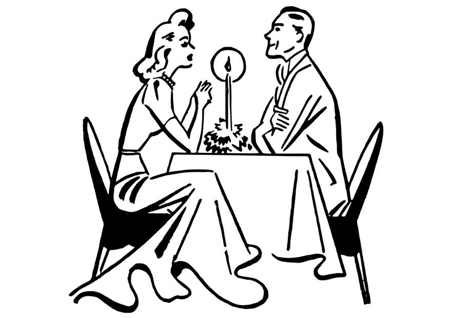 Coloring page dinner by candlelight