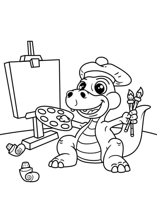 Coloring page dinosaur artist