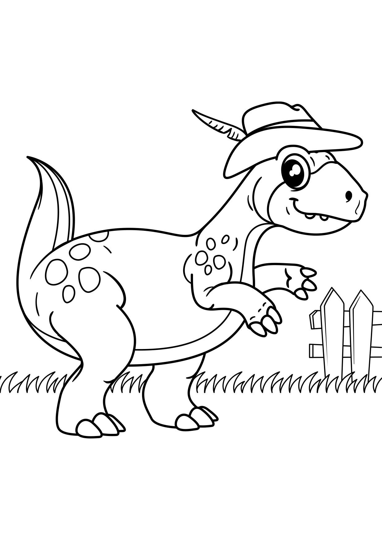 Coloring page dinosaur goes for a walk
