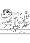 Coloring pages dinosaur goes jogging