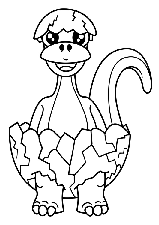 Coloring page dinosaur hatches from egg