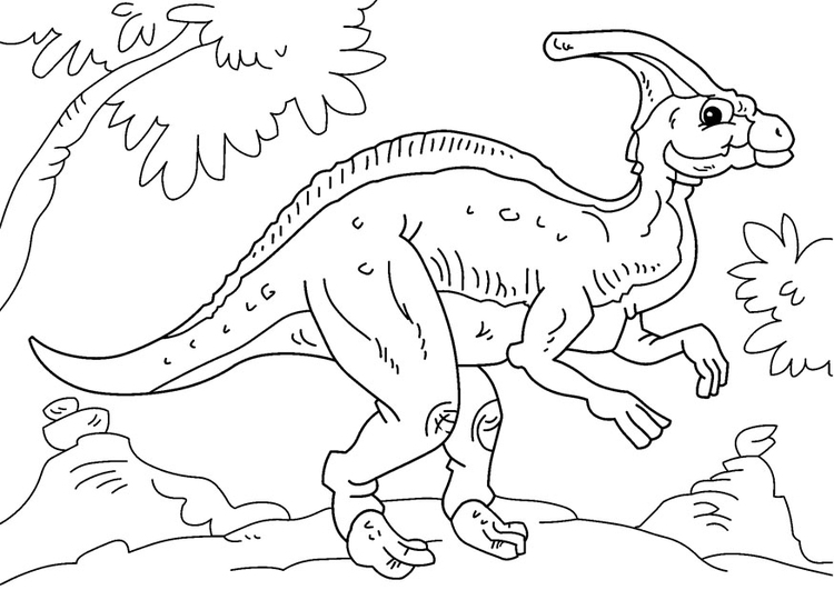 Coloring page dinosaur - parasaurolophus