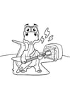 Coloring page dinosaur plays guitar