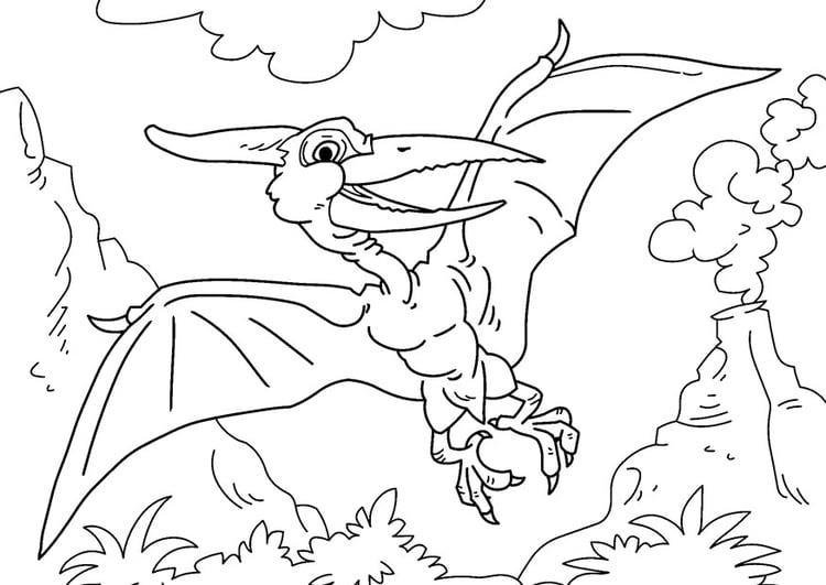 Coloring page dinosaur - pteranodon