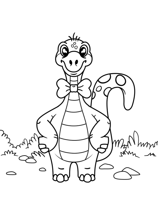 Coloring page dinosaur with bow