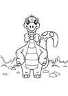 Coloring pages dinosaur with bow