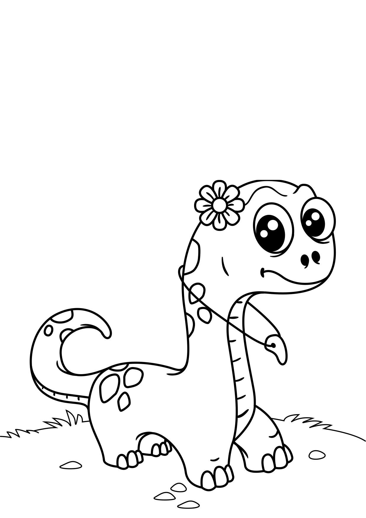 Coloring page dinosaur with flower
