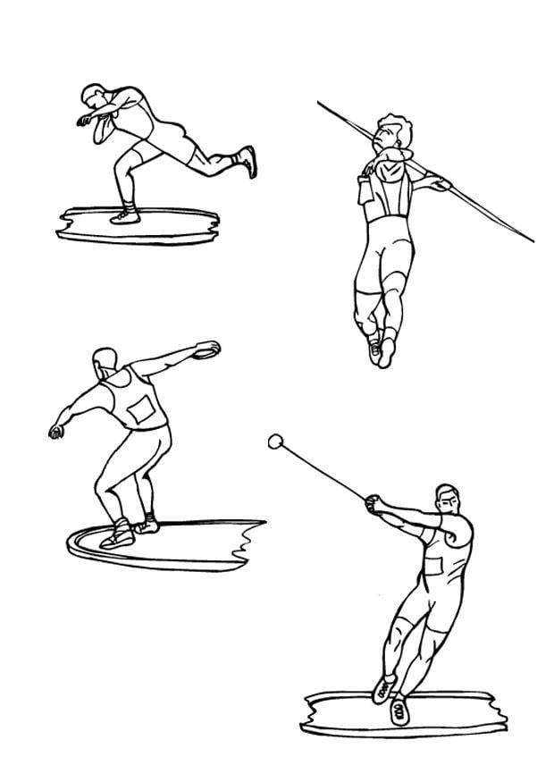 Coloring page discus and javelin