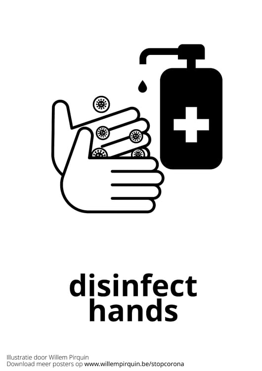 Coloring page disinfect hands