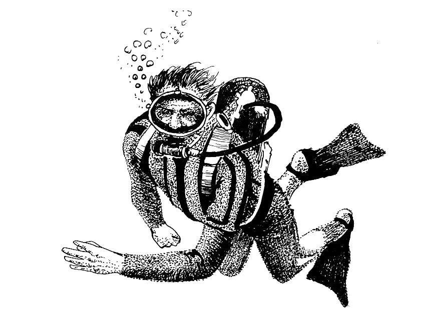 Coloring page diver - plunger