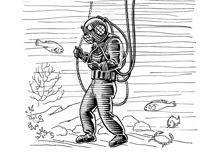 Coloring page diver