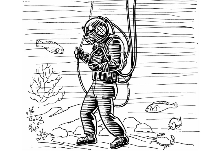 Coloring page diver