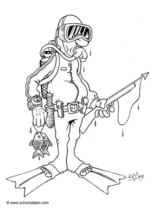 Coloring page diver