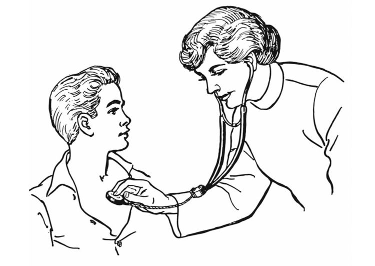 Coloring page doctor, examination