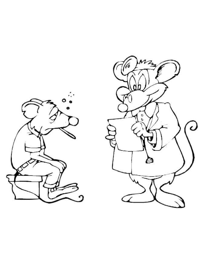 Coloring page doctor mouse