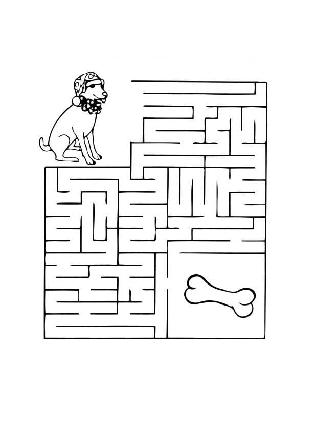 Coloring page dog maze