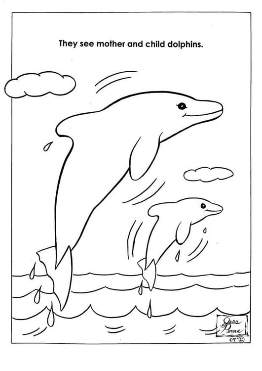 Coloring page dolphins