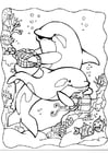 Coloring page dolphins