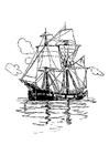 coloring-page double mast sailing ship