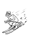 coloring-page downhill skiing