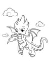 Coloring page dragon in the sky