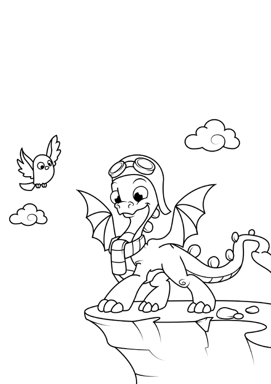 Coloring page dragon is going to fly
