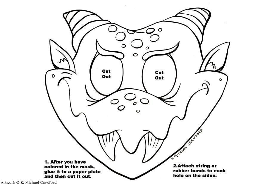Coloring page dragon mask
