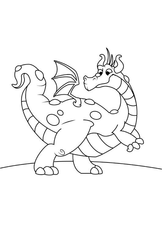 Coloring page dragon on the go