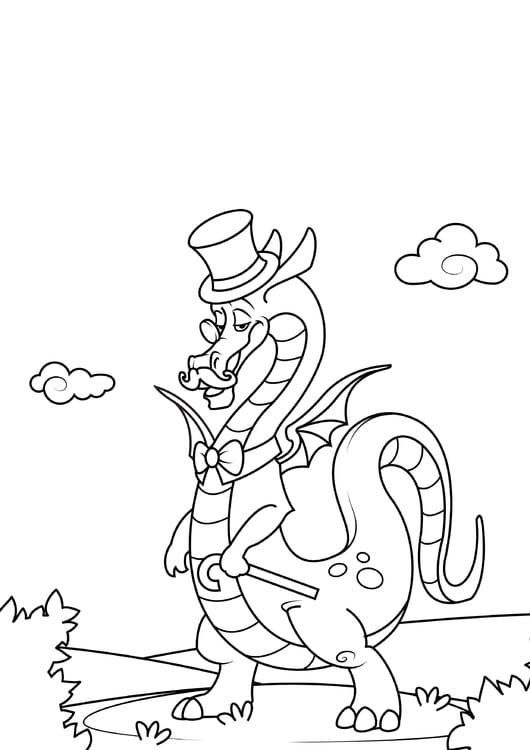 Coloring page dragon on the go