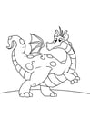 Coloring page dragon on the go