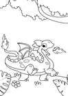 Coloring pages Dragon out in the woods