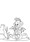 Coloring pages Dragon plays with fire