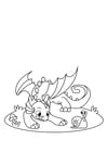 Coloring pages dragon plays with snail