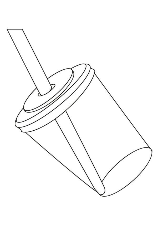 Coloring page drinking cup with straw