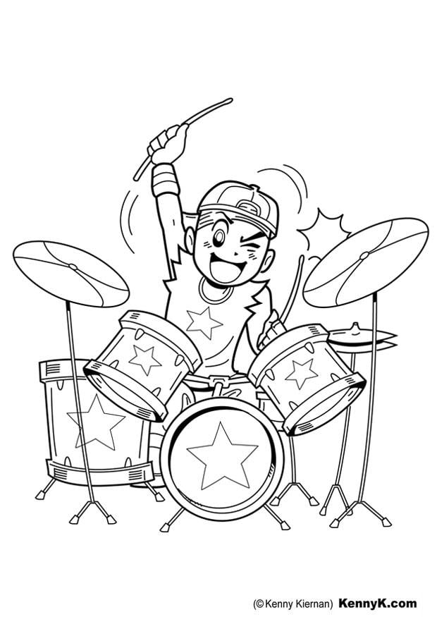 Coloring page drummer