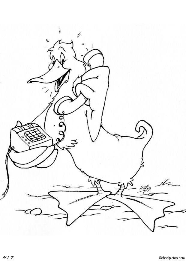Coloring page duck with telephone