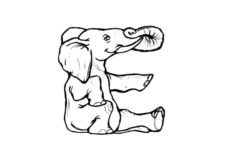 Coloring page e-elephant