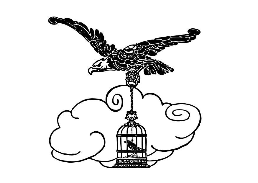 Coloring page eagle and nightengale