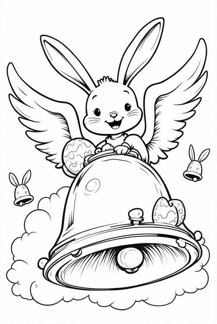 easter bunny flies on the clock