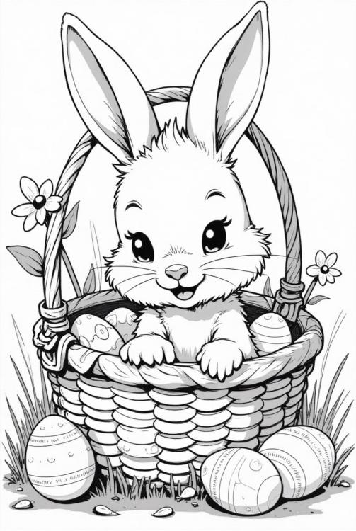 easter bunny in the easter basket