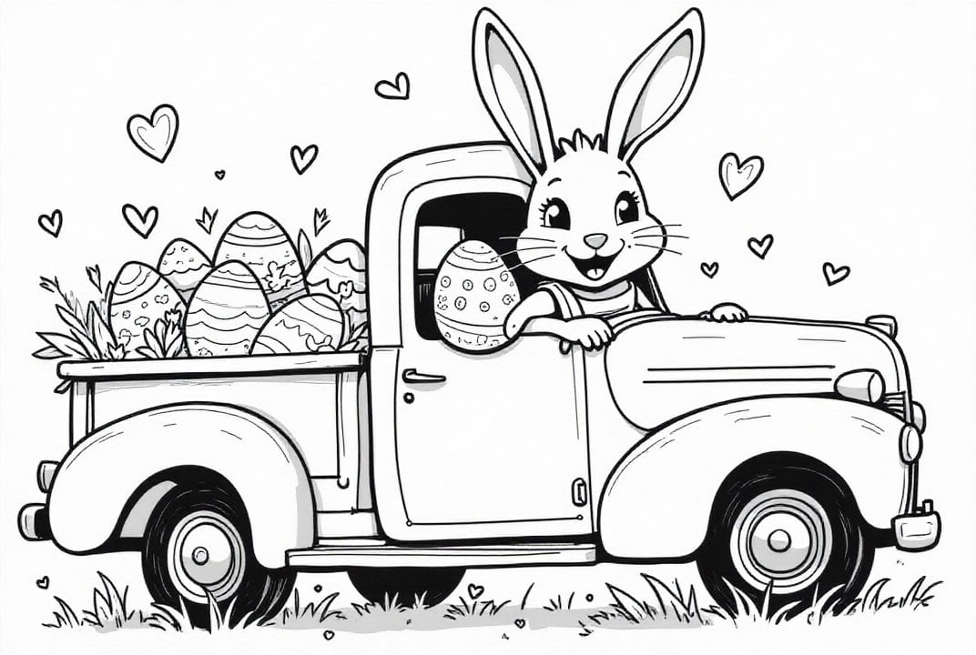 easter bunny in the truck