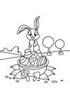 Coloring page Easter bunny on Easter basket