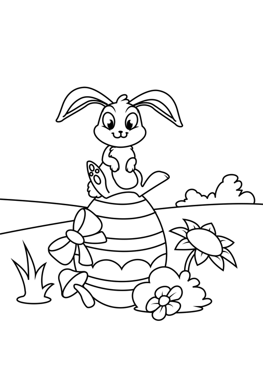 Coloring page Easter bunny on easter egg