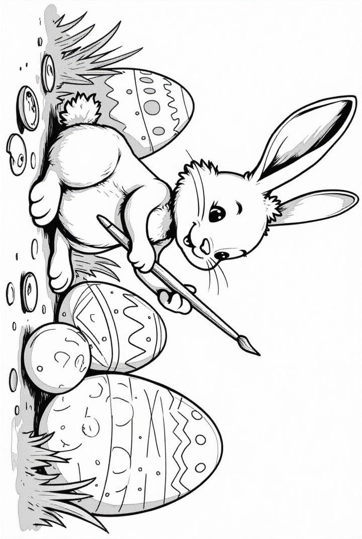 easter bunny paints egg