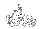 Coloring pages Easter bunny with chick