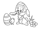 Coloring page Easter bunny with chick