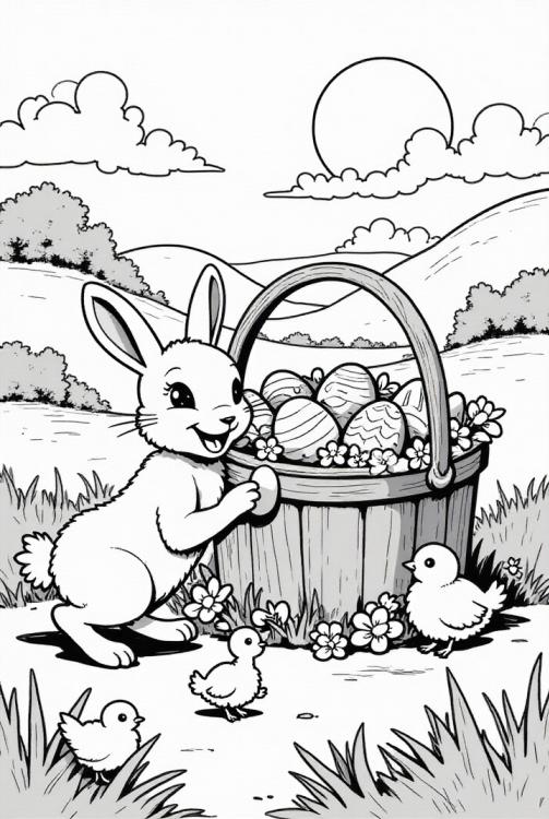 Easter bunny with chicks