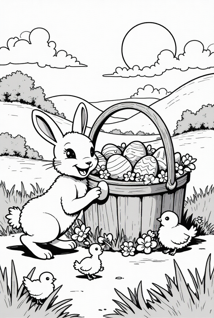 Easter bunny with chicks